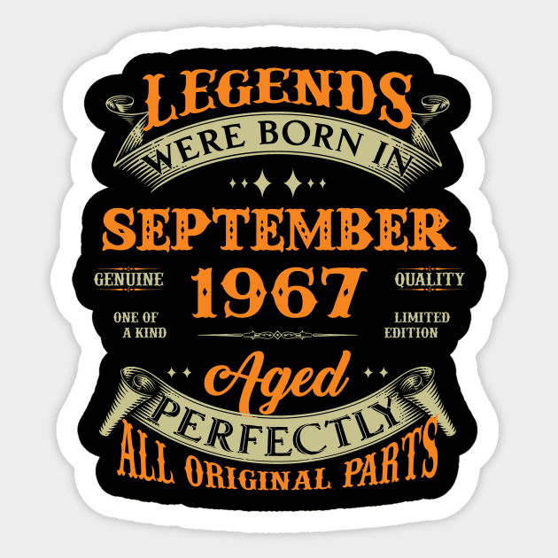 56th Birthday Gift Legends Born In September 1967 56 Years Old Sticker by super soul